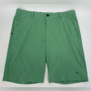 Tommy Bahama Ace Shot Pro Shorts Heather Green Performance Mens 36 Poly Spandex